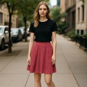 Elegant Red With White Floral Skirt Size 20